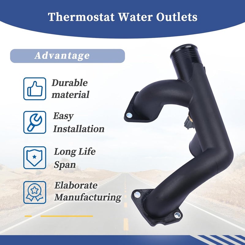 Getfarway Engine Coolant Outlet Pipe With Sensor 96JV8A504BD Compatible with Jaguar XK8 XJ8 XJR Vanden Plas 1997-2002 Replace AJ85885 LNA1600AA Thermostat Cover Outlet Pipe w/Sensor - Image 5